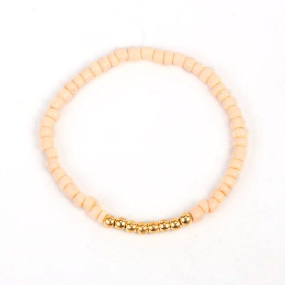 Sweet Peach Gold Stacked Beaded Bracelets - Picture 5 of 7